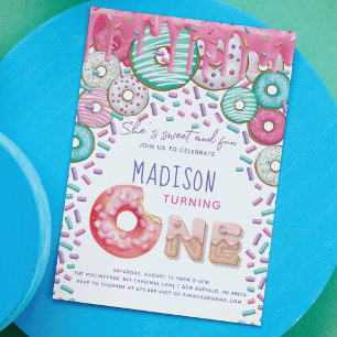 Doughnut First Birthday Invitation Sprinkles 