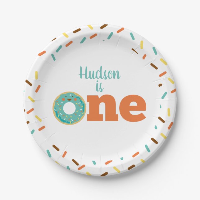 Doughnut First Birthday Paper Plates (Front)