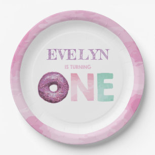 Doughnut First Birthday Personalised Paper Plate