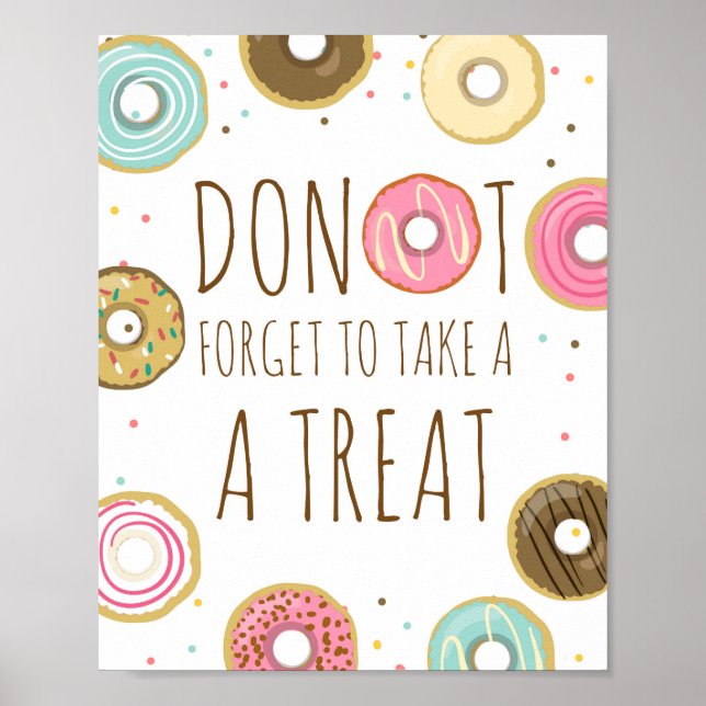 Doughnut Forget To Take a Treat Baby Bridal Shower Poster (Front)