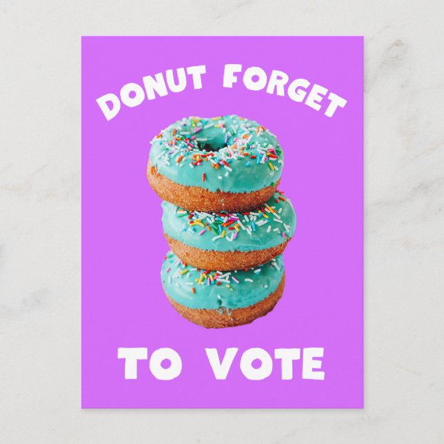 Doughnut Forget To Vote purple postcard (Front)
