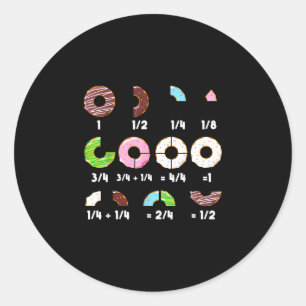Doughnut fraction math teacher educational funny b classic round sticker