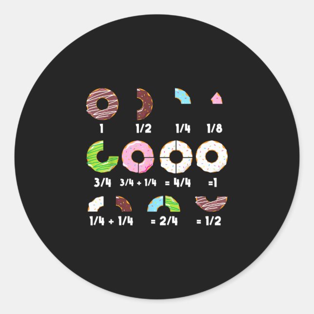 Doughnut fraction math teacher educational funny b classic round sticker (Front)