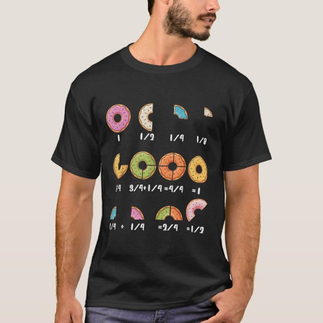 Doughnut Fraction Math Teachers Back To School Edu T-Shirt (Front)