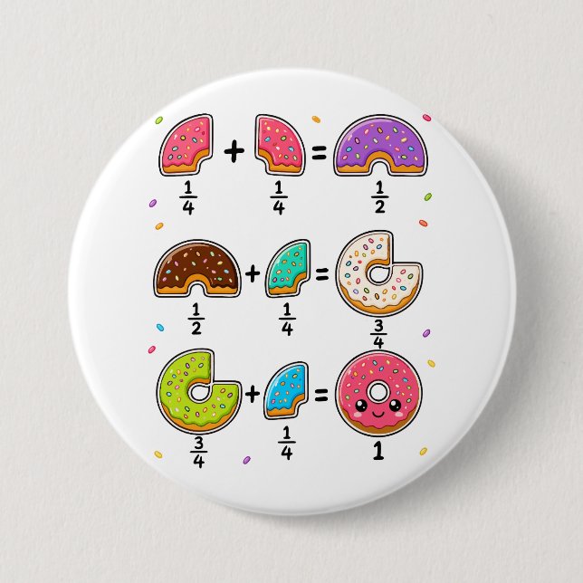 Doughnut Fractions Learning Math Humour 7.5 Cm Round Badge (Front)