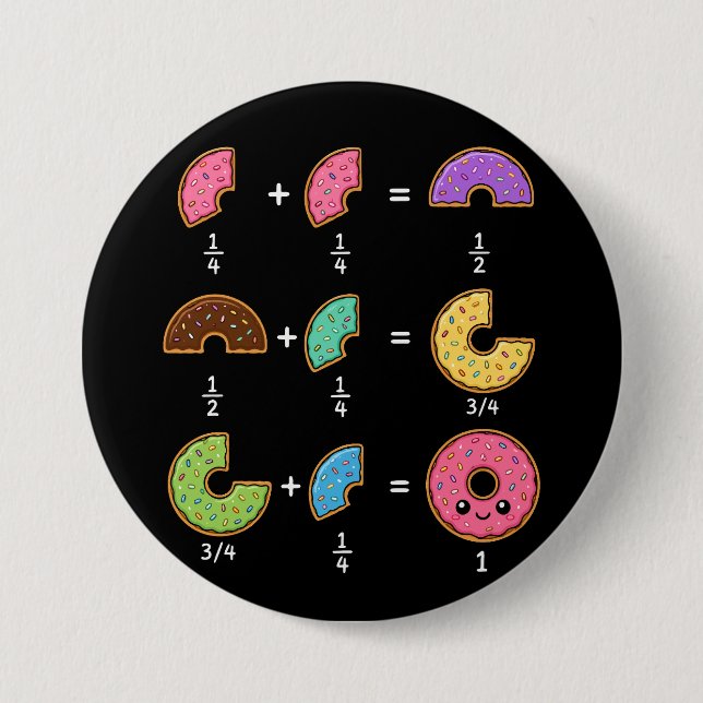 Doughnut Fractions Learning Math Humour 7.5 Cm Round Badge (Front)