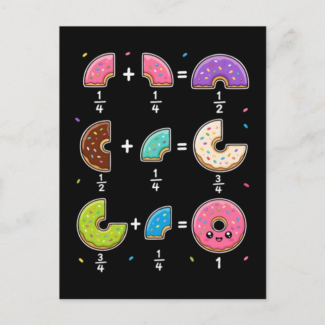 Doughnut Fractions Learning Math Humour Postcard (Front)