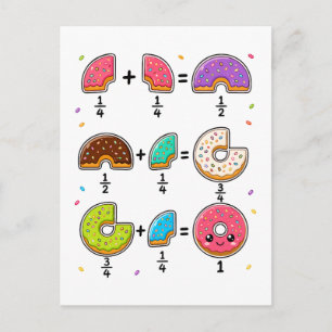 Doughnut Fractions Learning Math Humour Postcard