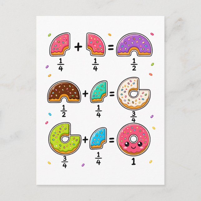 Doughnut Fractions Learning Math Humour Postcard (Front)