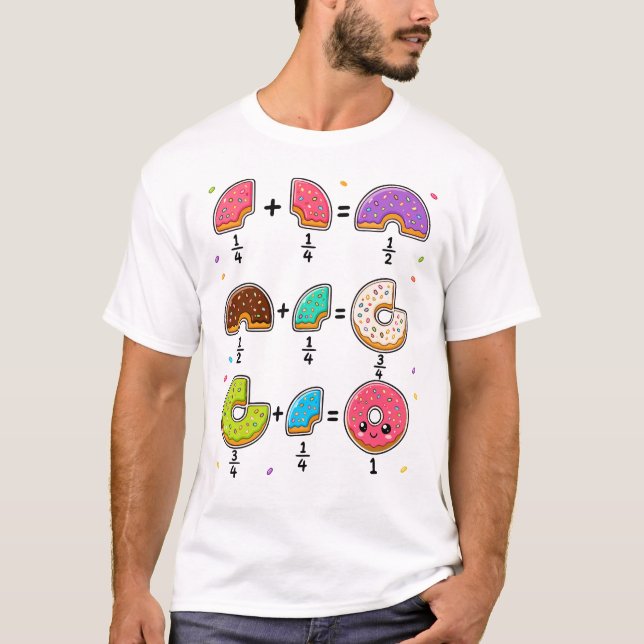 Doughnut Fractions Learning Math Humour T-Shirt (Front)