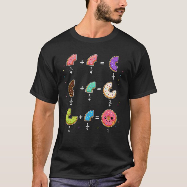 Doughnut Fractions Learning Math Humour T-Shirt (Front)