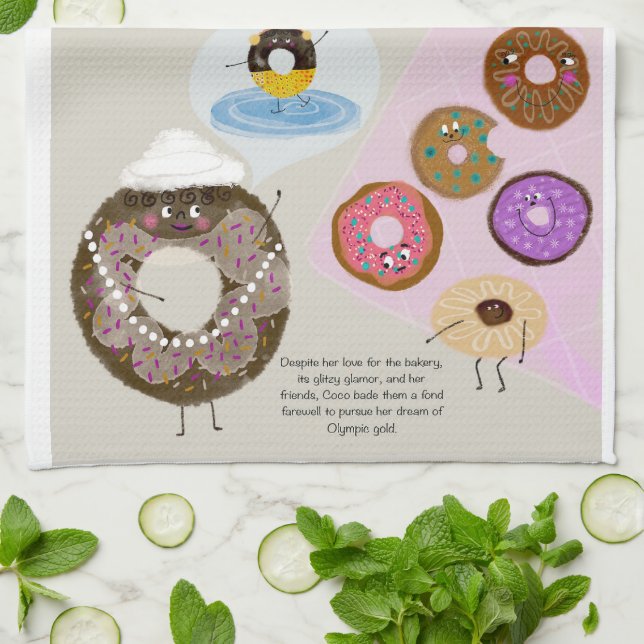 Doughnut Friends Kitchen Tea Towel (Folded)