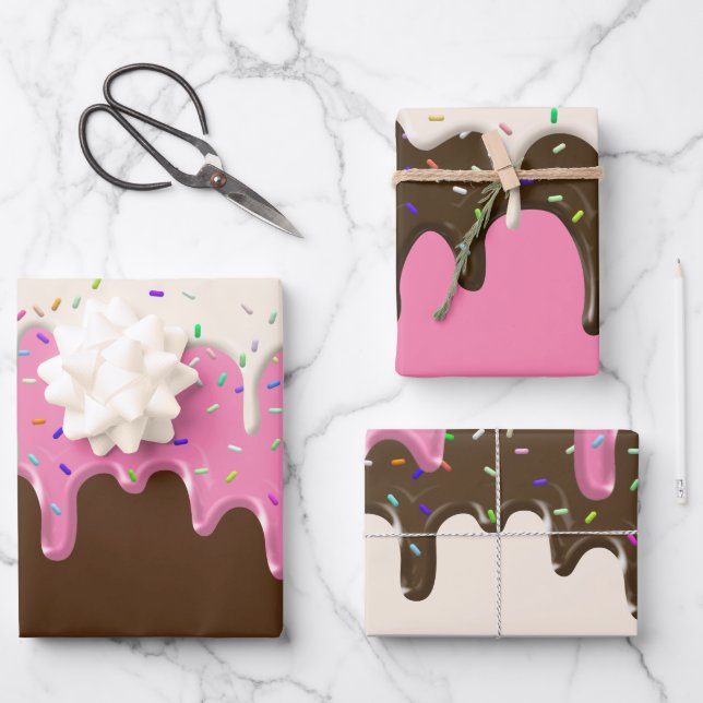 Doughnut Frosting Icing Sprinkles Wrapping Paper Sheet (Front)