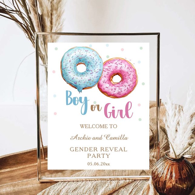 Doughnut Gender Reveal Boy Or Girl Party Poster (Creator Uploaded)