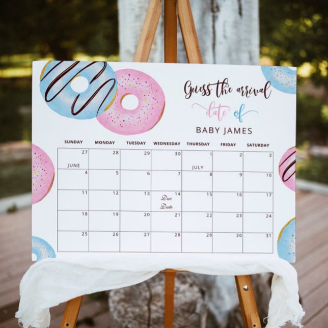 Doughnut gender reveal Guess the due Date calendar Poster (Creator Uploaded)