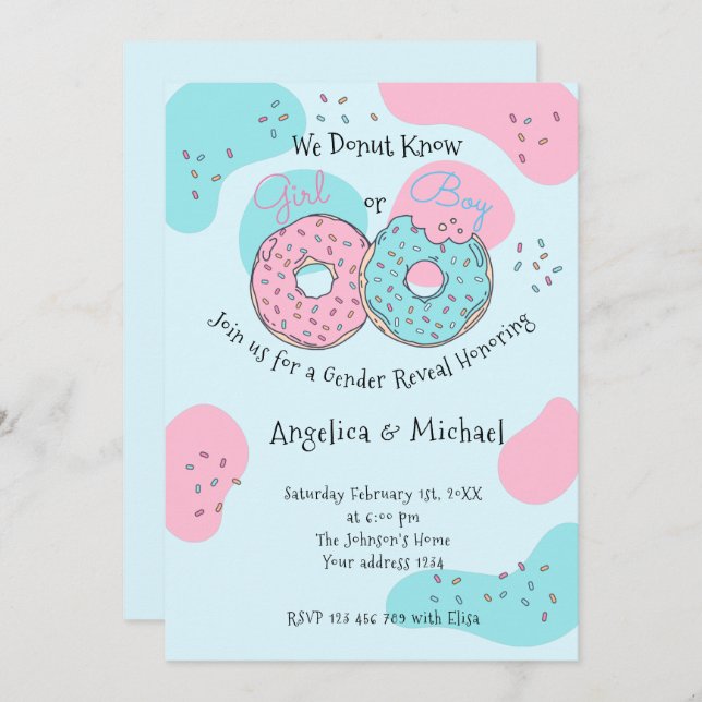 Doughnut Gender Reveal Invitation (Front/Back)