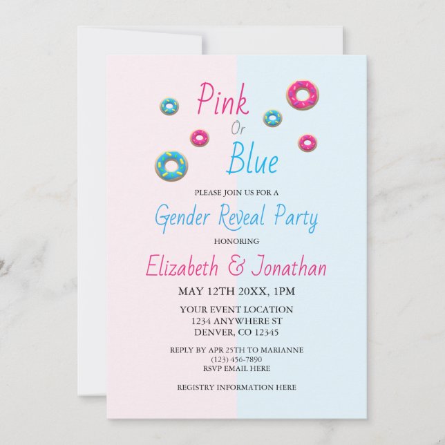 Doughnut Gender Reveal Invitation (Front)