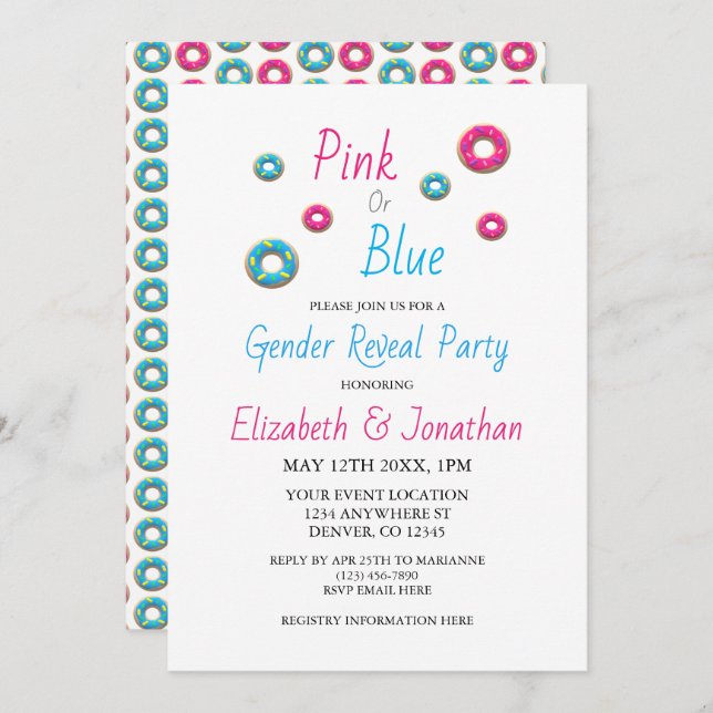 Doughnut Gender Reveal Invitation (Front/Back)