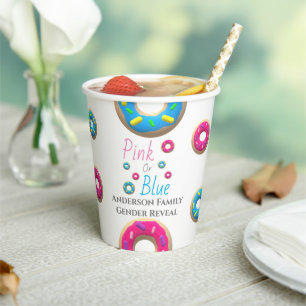 Doughnut Gender Reveal Paper Cups