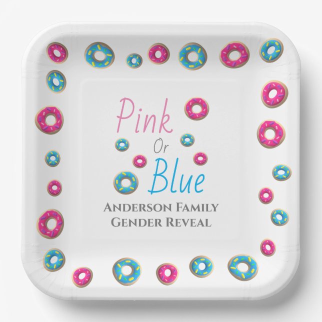 Doughnut Gender Reveal Paper Plate (Front)