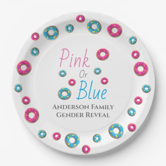 Doughnut Gender Reveal Paper Plate (Front)