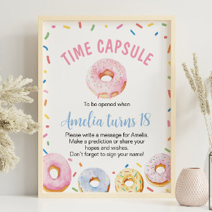 Doughnut Girl Birthday Time Capsule Sign