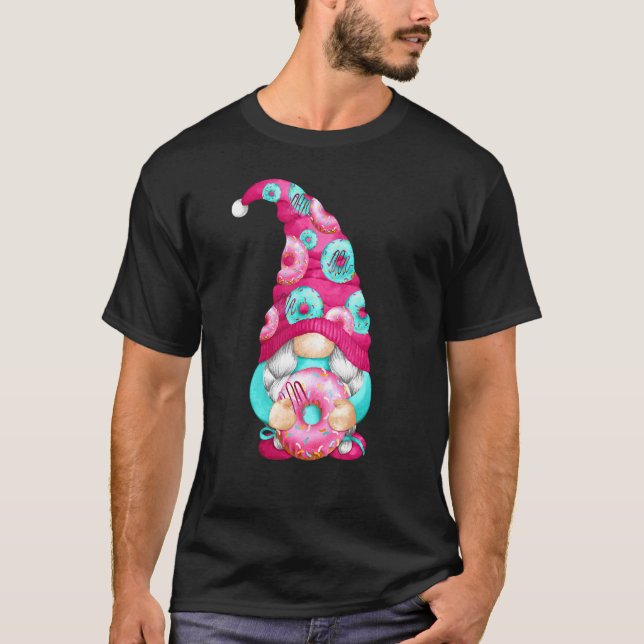 Doughnut Gnome With Cute Pattern For Gardener And  T-Shirt (Front)