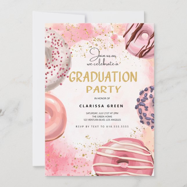 Doughnut GRADUATION party Invitation (Front)