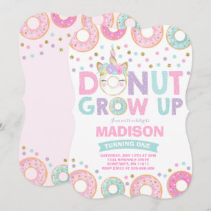 Doughnut Grow Up Birthday Invitation Doughnut & Un