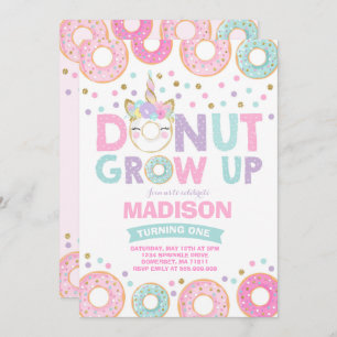 Doughnut Grow Up Birthday Invitation Doughnut & Un