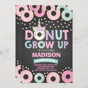 Doughnut Grow Up Birthday Invitation Doughnut & Un