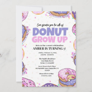 Doughnut Grow Up Birthday Invitation Template Any 