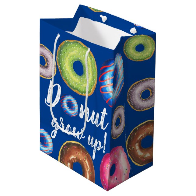 Doughnut Grow Up Birthday Party Doughnuts Medium Gift Bag (Front Angled)