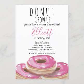 Doughnut grow up birthday party invitation