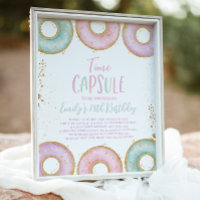 Doughnut Grow Up Birthday Time Capsule Poster Aqua