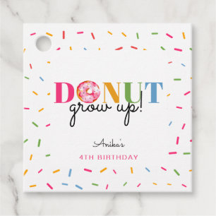 Doughnut Grow up Cute sprinkles birthday watercolo Favour Tags