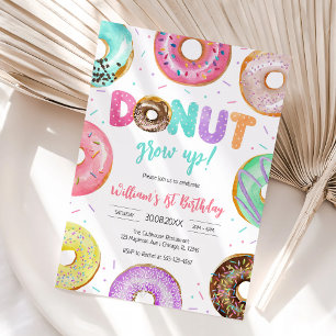 Doughnut Grow Up Doughnut Birthday Party Invitatio Invitation
