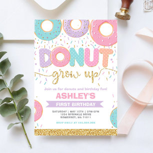 Doughnut Grow Up First 1st Birthday Invitation