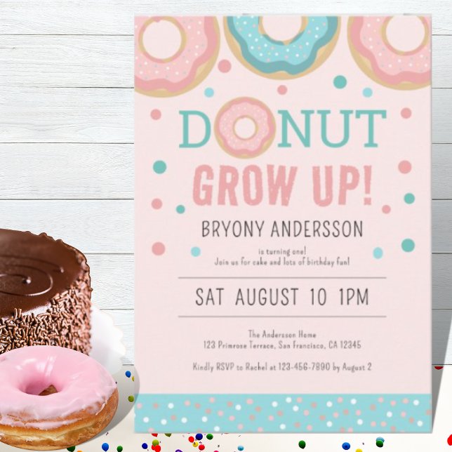 Doughnut Grow Up First Birthday Party   Invitation (Creator Uploaded)