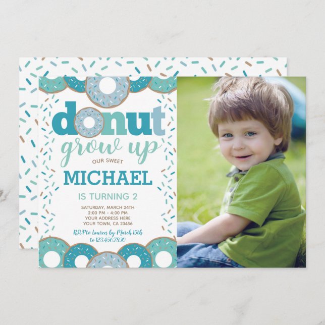 Doughnut Grow Up Invitation (Front/Back)