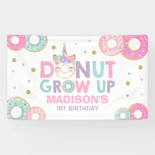 Doughnut Grow Up Party Banner Doughnut & Unicorn