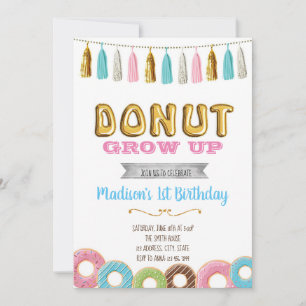 Doughnut grow up party invitation