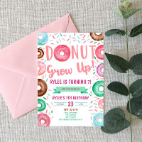 Doughnut Grow Up Themed Birthday Party Invitation
