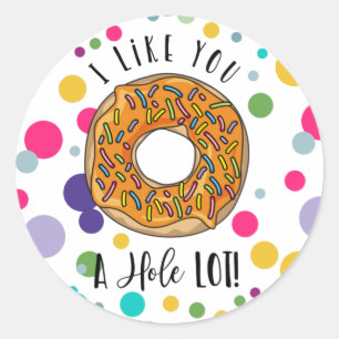 doughnut I like you a hole lot valentines day Classic Round Sticker