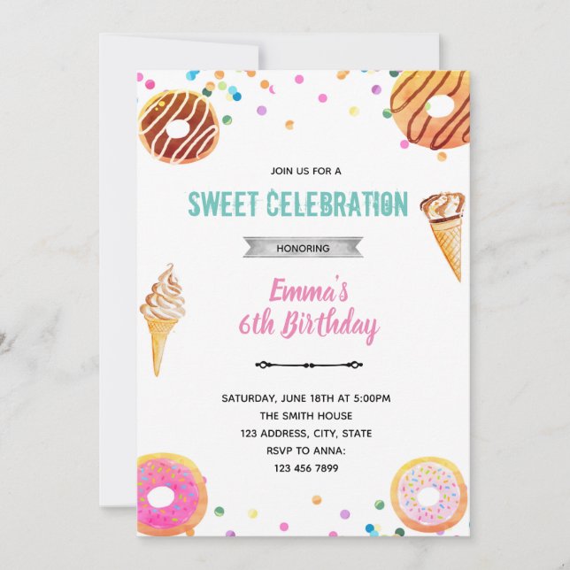 Doughnut icecream invitation (Front)