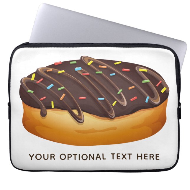 Doughnut Illustration custom text laptop sleeves (Front)