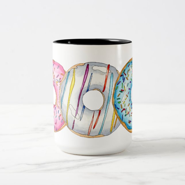 Doughnut Influencer Coffee Mug Watercolor Illustra (Center)