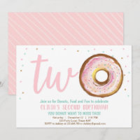 Doughnut Invitation One Girl Two Sweet Birthday Pa