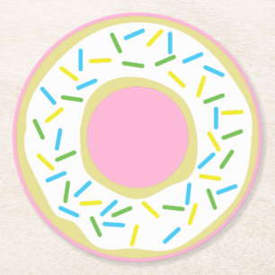 Doughnut Kid's Birthday Party Cute Round Paper Coaster