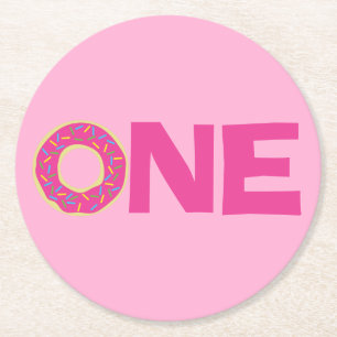 Doughnut Kid's Birthday Party Cute Round Paper Coaster
